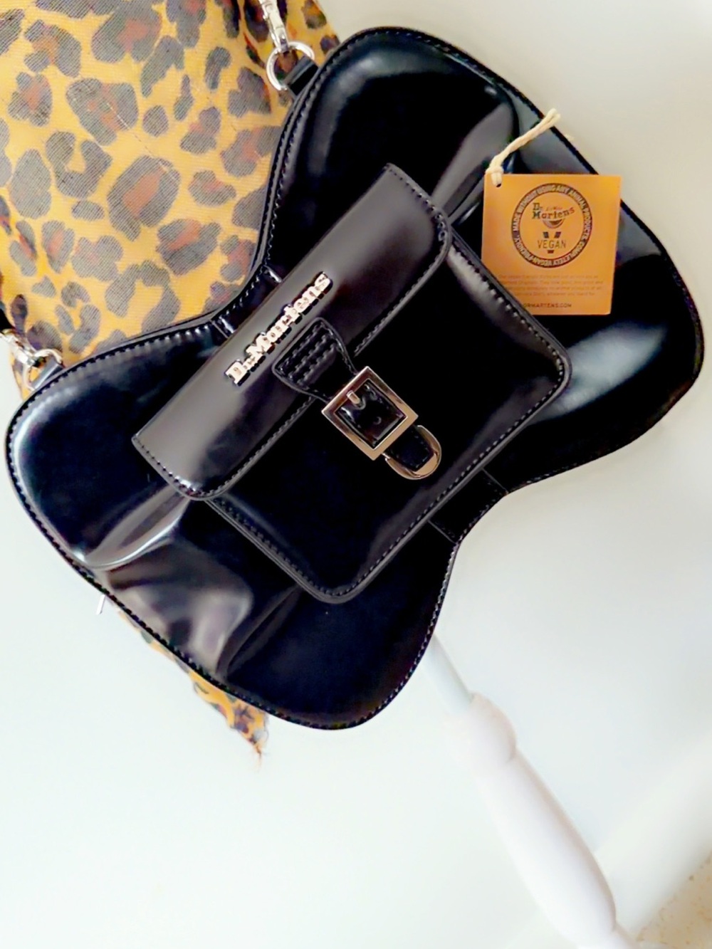 Dr. Martens Black Patent Shoulder Bag with Silver Hardware